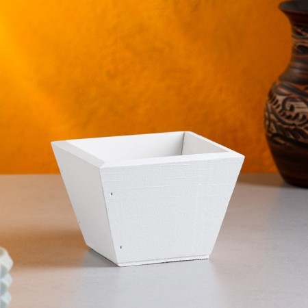 Wooden Kashpo 11 × 11 × 9.5 cm "Raf", white give beautifully
