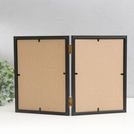 Photo frame plastic 15x21 cm, double vertical, black-2