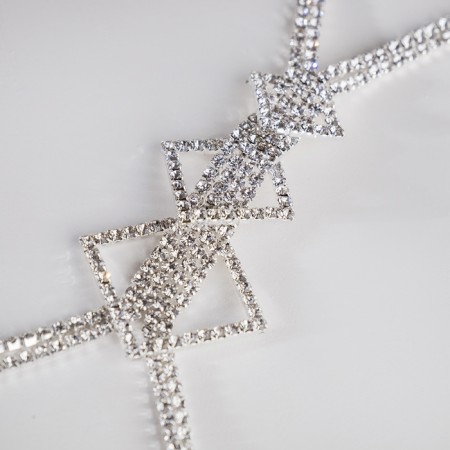 Set 2 objects: earrings, pendant "elegance" rhombus, white color in silver, 34 cm-2