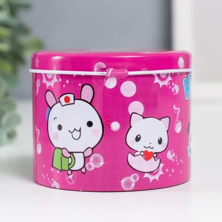 Piggy bank Metal with a lock round "Beast" MIX 6.5x8x8 cm-2