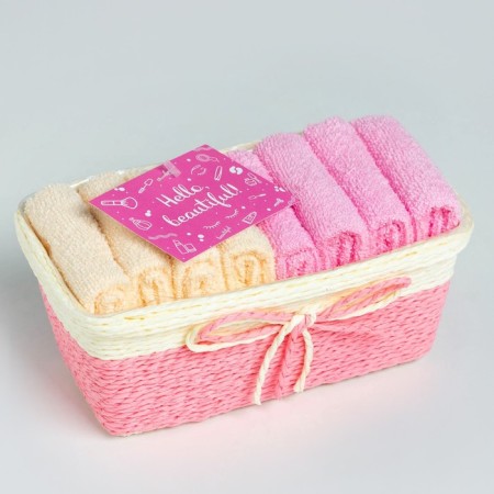A set of terry decorative napkins Ethel "Beautiful" 30x30sm-8pcs, pink color, 100% cotton-5