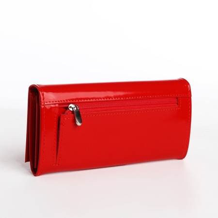 Women's wallet on the button, red color-1