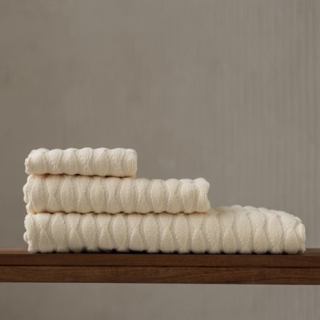 Terry towel Pasionaria "Wave", 450 gr, size 50x90 cm, cream color-1