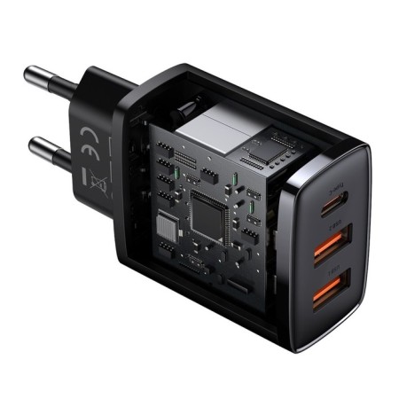 Charger Baseus Compact Quick Charm 2*USB+USB-C, 3A, 30W, Black-5