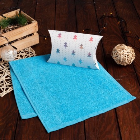 Gift towel in the box Solder and I, type 1, 30x60 cm, color blue, 100% cotton, 320 g/m2