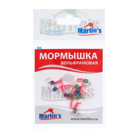 Mormyshka tungsten Marlin’s nails, 2 mm, 0.4 g, pink, phosphorus + gasoline, 10 pcs-1