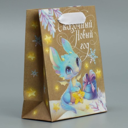 Craft vertical “Dragosh” package, S 12 x 15 x 5.5 cm, New Year-1