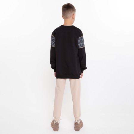 Kit for children (sweatshirt, trousers), black/milk mix, height 146 cm-1
