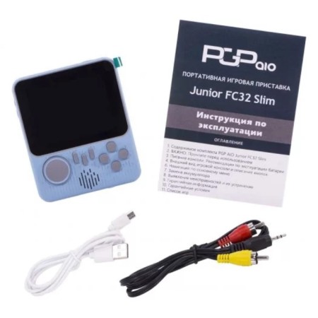 PGP AIO Junior FC32A SLIM, AV cable, 8 bits, 500 games, Blue-1
