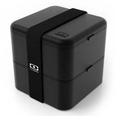 Square lunch-box, black, 1.7 liters