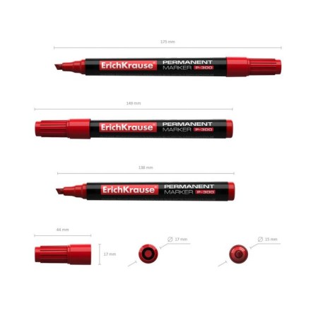 Permanent marker 0.5-4.6 mm, Erichkrause P-300, mowing tip, red-3