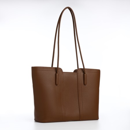 Bag Women's Tout with zipper, brown color-2