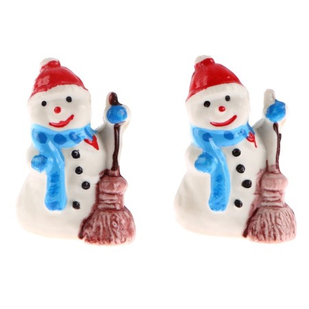 Miniature Puppet "Snowman with a broom", set 2 pcs., Size 1 pc. - 3.3 × 2 cm-3