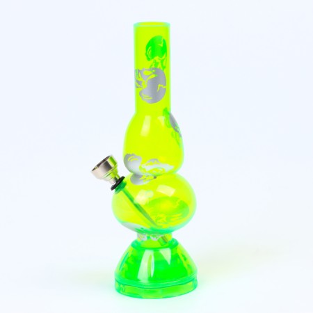 Bong, h-17.5 cm, "skull", with a greenhouse, acrylic, green
