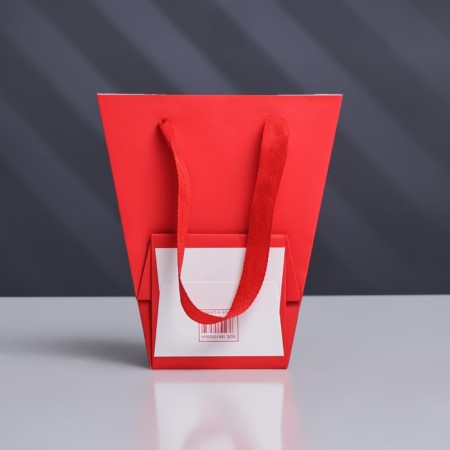 Package-carrier for flowers 10 × 10 × 20 x 18 cm, red-1