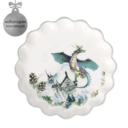 Serving share "Dracosha", 20 × 20 × 2.5 cm, white color