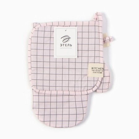Set of kitchen. Ethel "Cell": mittens 20x28 cm, take 19x19 cm, 80% HL, 20% PE-4