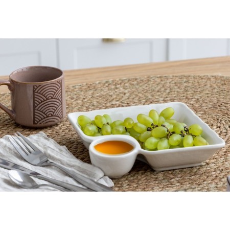 Ceramic dish with a teenerian “Wine”, 18.6 x 17.5 x 4 cm, white color-4