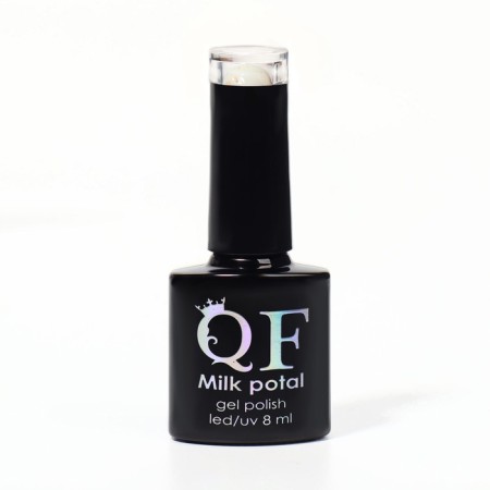Gel nail polish, "Milk Potal", 3 phase, 8ml, LED/UV, white color/champagne (03)-7