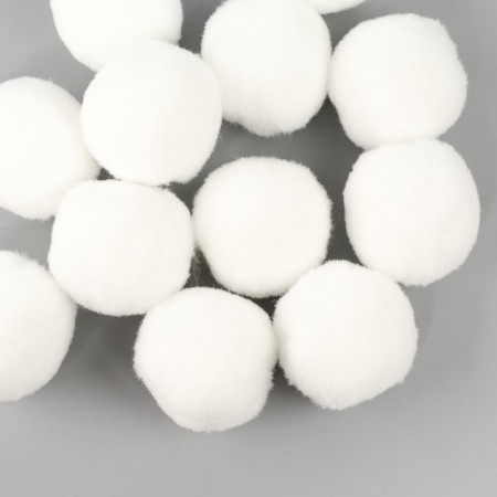 A set of textile details for the decor "bombs" 12 pcs. set, size 1 pc: 3 cm, white color-1