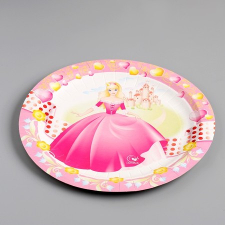 Disposable plate "princess" laminated, cardboard, 18 cm-1