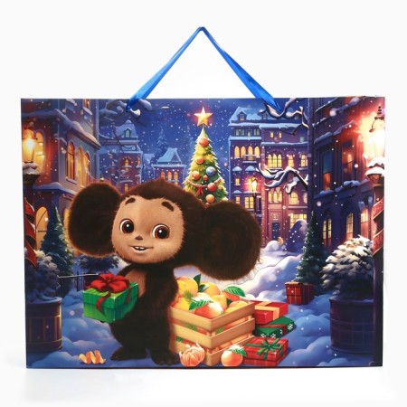 New Year. Gift package, 61x46x20 cm, packaging, Cheburashka-1