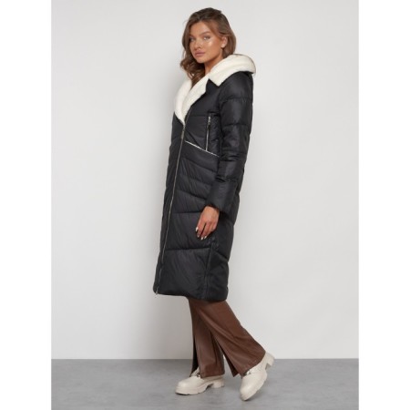 Coat insulated winter female, size 48, black color-1