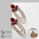 Earrings with “Party” rhinestones, 5 rows, red-white color in gold