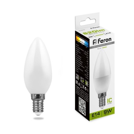 LED LED Feron, C37, 9 W, E14, 4000 K, Day White
