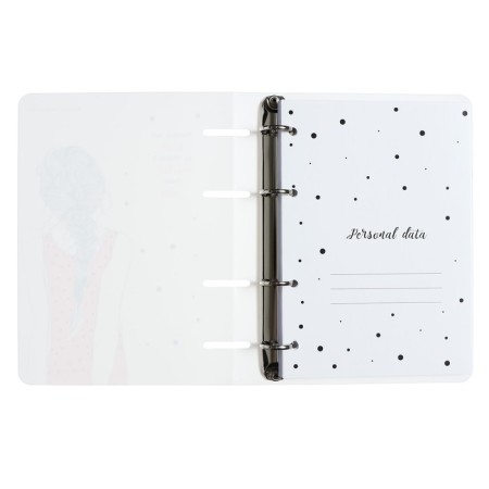 Notebook on rings, 80 sheets to the point "Girl with pigtail", plastic cover, replaced block 70 g/m2-3