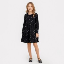 Dress for girls, Black/heart color, height 116 cm