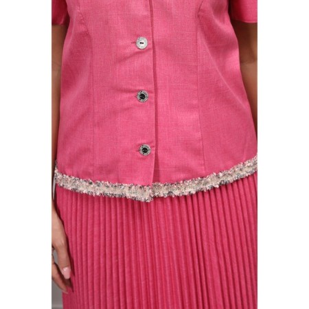 Female suit, size 48, raspberry color-10