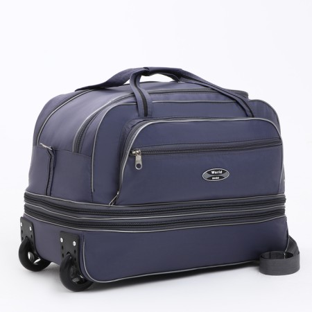 Road bag on wheels, a lightning department, with an increase, an outer pocket, the color is gray