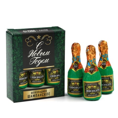 Cocoa cocoa set of chocolate bottles "Happy New Year: Champagne"