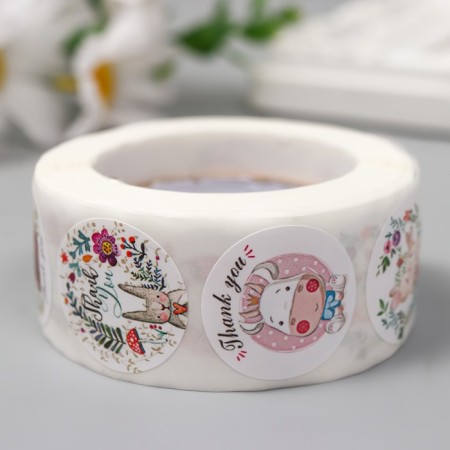 Stick Paper "Cute animals" d = 2.5 cm 500 pcs in a roll 3x6.5x6.5 cm-2