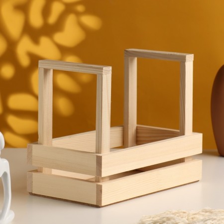 Kashpo wooden double -ruddy with handles 24.5x14x19.5 cm natural-1
