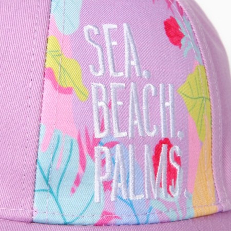 Women's cap. Beach. Palms, pink color, rr 56-3