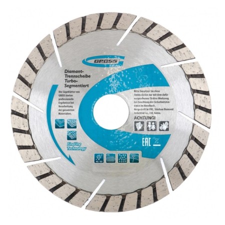 Diamond disk GROSS, 230 × 22.2 mm, turbo with laser perforation, dry cutting