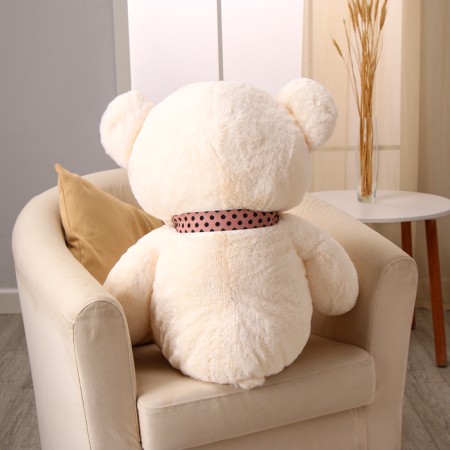 Soft toy "Bear", with a bow in polka dots, 100 cm, white color-4