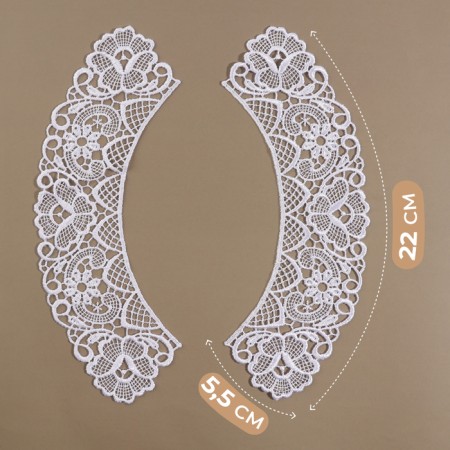 Collar sewing, guipyur, 22 × 5.5 cm, white color-2