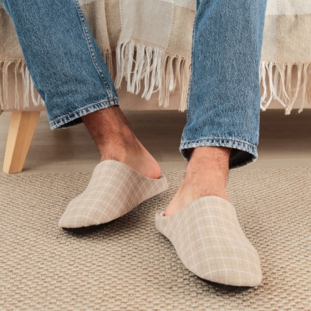 Male slippers, size 44-45, beige color