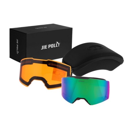 Premium mask glasses, for motorcycle, removable two-layer glass, two colors orange, green