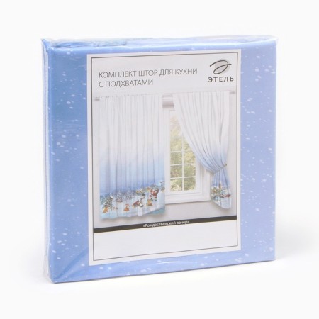 A set of curtains d/kitchen with the sequence "Christmas evening" 145x180cm-2 pcs., 100% p/e-8