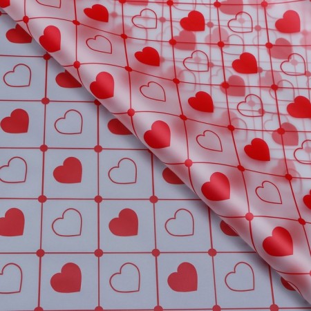 Matte Film Transparent "Hearts", 58 cm x 10 m, red-2