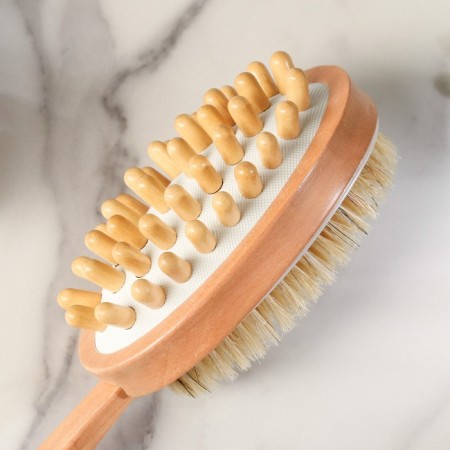 Brush massage bath made of natural bristles, with a handle, smooth-7