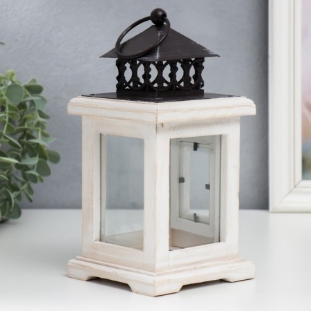 Summary tree on 1 candle "Lantern with a door" white aged 22x11.2x11.2 cm-3