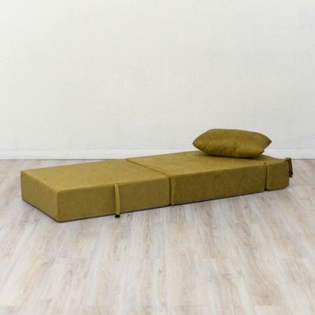 Handwheel chair-bed "Essen", velor fabric, mustard color-3