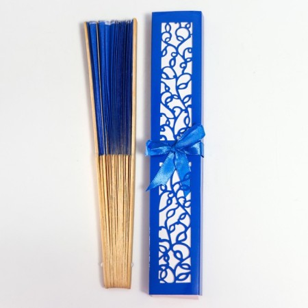 Fan bamboo, textiles h = 21 cm "monocet" in the box, blue-7
