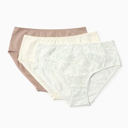 Set of women's panties slips (3 pcs), coffee/milk/white color, size 56