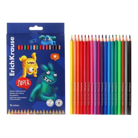 Pencils 18 colors Erichkrause Jolly Friends hexagonal, plastic with euro suspension-1